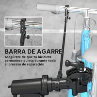 HOMCOM Soporte para Reparación de Bicicletas Ajustable con Bandeja Magnética y Altura Regulable 82x106x107-160 cm Negro(m-5)