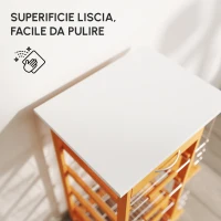 HOMCOM Carrello da Cucina con 1 Cassetto, 4 Cestelli Metallici e 2 Ripiani Portaspezie in Legno 47 x 37 x 83 cm Marrone(m-7)