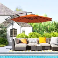 Outsunny 2.45m Overhanging Cantilever Parasol, with Cross Base - Orange(m-10)