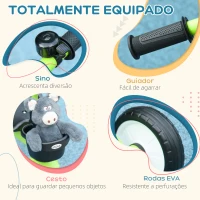 AIYAPLAY Triciclo para Crianças de 2 a 5 anos com Assento Ajustável Cesta Buzina e Pedais e 3 Rodas 70,5x53x58 cm Verde(m-6)