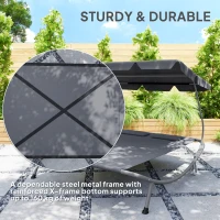 Outsunny Double Outdoor Bed, with Canopy - Light Grey(m-6)