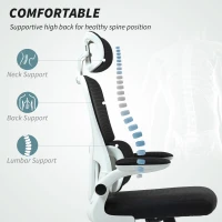 HOMCOM Scaun Ergonomic de Birou cu Înălțime Reglabilă, Brațe Rabatabile și Tetieră, 62x61x112-120 cm, Negru(m-4)