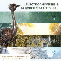 Outsunny Heron Garden Statue, Standing Garden Ornament, Metal Garden Gift with Stakes for Patio Pond Landscape Decoration, Silver Tone(m-5)