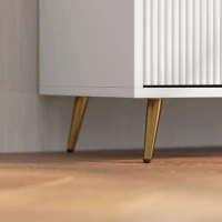 HOMCOM Móvel de TV Moderno Móvel de TV para Sala de Estar com 2 Compartimentos Abertos  para Televisores de 55 Polegadas 120x35x48 cm Branco(m-9)