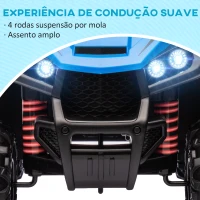 AIYAPLAY Quadriciclo Elétrico para Crianças com Bateria 12V Faróis e Música Carga 30 kg 85x55,5x62 cm Azul(m-4)