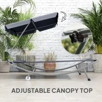 Outsunny Double Outdoor Bed, with Canopy - Light Grey(m-4)