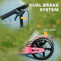 AIYAPLAY Kids Scooter with Four-Level Adjustable Handlebar, Dual Brake System, 200mm Wheels, ABEC-7 Bearings, Pink(m-5)