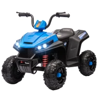 AIYAPLAY Quadriciclo Elétrico para Crianças com Bateria 12V Faróis e Música Carga 30 kg 85x55,5x62 cm Azul(m-11)