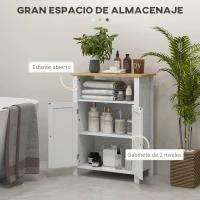 kleankin Mueble Bajo para Baño con Almacenaje Armario de Puertas y Estante Ajustable para Aseo o Baño Moderno 60x30x80,5cm Blanco(m-4)