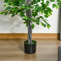 HOMCOM Sztuczne Drzewo Ficus, Realistyczny Wygląd, Donica Cementowa, 135 cm, Łatwe w Utrzymaniu, Plastik, Zielony(m-9)