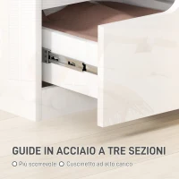 HOMCOM Comodino Moderno in Legno con 2 Cassetti e Design Lucido, 40x40x48 cm, Bianco(m-7)