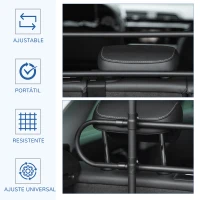 PawHut Barrera Protectora de Coche para Perros Reja de Protección Universal de Acero para Maletero Equipaje Automóvil Ajustable en Ancho y Altura 87-135 x 60-105 cm Negro(m-4)