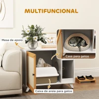 PawHut Móvel Caixa de Areia para Gatos Caixa de Areia para Gatos com Porta Tapete para Arranhar e Compartimento 77x50x63 cm Branco(m-5)