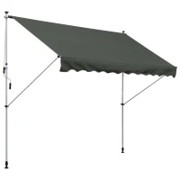 Outsunny Tenda da Sole 3x1.5 m a Bracci con Manovella, Struttura Telescopica in Metallo e Parasole in Poliestere(m-1)