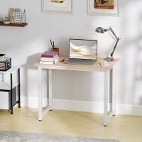 HOMCOM Computer Desk, Writing Table, 100 x 60 x 76cm Workstation for Home Office, Study with Metal Frame, Simple Assembly, White(m-8)