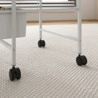 HOMCOM Carrello Multiuso con 3 Cestini Estraibili e Ruote per Cucina e Ufficio in Acciaio e PP, Bianco(m-9)