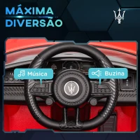 AIYAPLAY Carro Elétrico para Crianças Maserati Gran Turismo Folgore 12V Controlo Remoto Faróis Buzina e Música MP3 98x59x43 cm Vermelho(m-7)