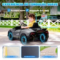 AIYAPLAY Carro Elétrico para Crianças Lamborghini 12V Controlo Remoto Faróis Buzina Arranque Lento e Música MP3 114,5x64x45,5 cm Cinza(m-5)