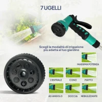 Outsunny Avvolgitubo Automatico a Parete e Portatile Lunghezza 25+2 m, Sistema di Blocco e 7 Getti, Grigio(m-7)