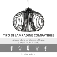 HOMCOM Lampadario da Soffitto Design Moderno con Attacco E27 e Altezza Regolabile, Ф50x150cm(m-6)