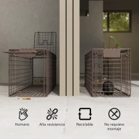 Outsunny Trampa para Animales Vivos 100x24x30 cm con 2 Puertas y Marco de Acero para Interior y Exterior Marrón(m-5)