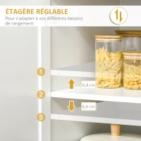 HOMCOM Buffet de cuisine armoire de cuisine contemporaine multi-rangement 2 placards portes grand tiroir coulissant panneaux MDF blanc(m-7)