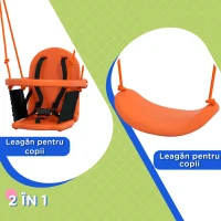 Outsunny Leagăn de Grădină 2 în 1 cu Scaun și Centură de Siguranță, Copii 6 Luni - 8 Ani, 180x160x182 cm, Multicolor(m-5)