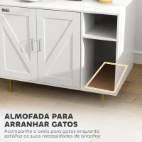 PawHut Móvel Caixa de Areia para Gatos Caixa de Areia para Gatos com Almofada para Arranhar e Compartimento 80x50x61 cm Branco(m-7)