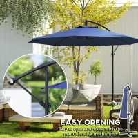 Outsunny 2.45m Overhanging Cantilever Parasol, with Cross Base - Blue(m-4)