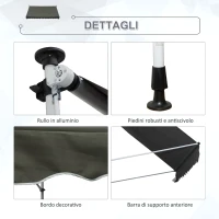 Outsunny Tenda da Sole 3x1.5 m a Bracci con Manovella, Struttura Telescopica in Metallo e Parasole in Poliestere(m-4)