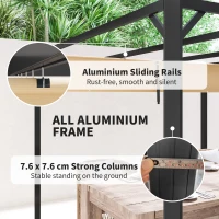 Outsunny 3 x 3m Aluminium Pergola, with Retractable Roof and Wall - Khaki(m-6)