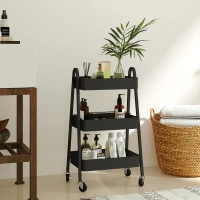 HOMCOM Three-Tier Storage Trolley - Black(m-9)