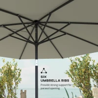 Outsunny 2.6M Garden Parasol Umbrella with Tilt and Crank, Outdoor Sun Parasol Sunshade Shelter with Aluminium Frame, Light Grey(m-8)