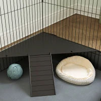 PawHut 2 in 1 Guinea Pig Cage, Rabbit Cage Pet Playpen with 2 Separate Area, Waterproof Oxford Fabric Floor for Hedgehogs(m-9)