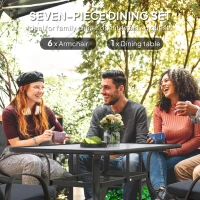 Outsunny Seven-Piece Garden Dining Set with Cushions - Black(m-5)