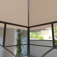 Outsunny 3x3(m) Replacement Gazebo Canopy, Double Tier Roof Top for Garden, Patio, Outdoor, Khaki (TOP ONLY)(m-9)