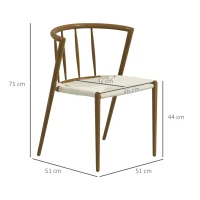 HOMCOM Conjunto de 4 Cadeiras de Sala de Estar com Assento em Corda de Papel Empilháveis Estilo Rústico 51x51x71 cm Carvalho(m-3)