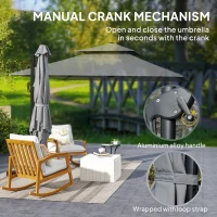 Outsunny 3 x 3(m) Cantilever Parasol with Aluminium Frame, Crank and Tilt, 360-Degree Rotation, Double Top Garden Umbrella with Cover (Only Cross Base), Light Grey(m-7)