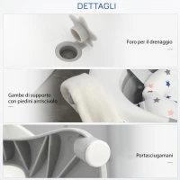 HOMCOM Vaschetta Bagnetto Pieghevole per Bambini 0-3 Anni con Indicatore di Temperatura e Cuscino, 81.5x50.5x23.5cm, Bianco(m-6)
