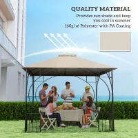 Outsunny 3x3(m) Replacement Gazebo Canopy, Double Tier Roof Top for Garden, Patio, Outdoor, Khaki (TOP ONLY)(m-4)