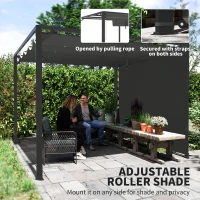 Outsunny 3 x 3m Aluminium Pergola, with Retractable Roof and Wall - Dark Grey(m-5)