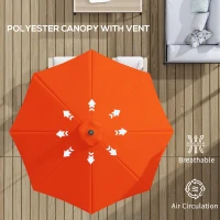 Outsunny 3 m Garden Parasol Umbrellas, Outdoor Sun Shade with 8 Ribs, Tilt and Crank Handle for Balcony, Bench, Garden, Orange(m-8)