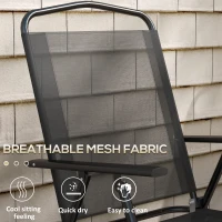 Outsunny Three-Piece Garden Seat Set, with Glass-Top Table - Black(m-6)