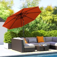 Outsunny 3 m Garden Parasol Umbrellas, Outdoor Sun Shade with 8 Ribs, Tilt and Crank Handle for Balcony, Bench, Garden, Orange(m-2)