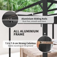 Outsunny 3 x 3m Aluminium Pergola, with Retractable Roof and Wall - Dark Grey(m-6)