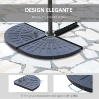 Outsunny Set 2 Pesi per Ombrellone a Base a Croce da 28 kg con Design a Ventaglio, in Colofonia, 66x47x4.2 cm, Bronzo(m-4)