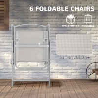 Outsunny Eight-Piece Garden Dining Set, with Chairs, Table and Parasol - Grey(m-5)