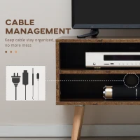 HOMCOM TV Stand Cabinet up to 55 Inches, TV Unit with Single Door and Open Shelves, Cable Holes for Living Room, Bedroom, Brown(m-5)