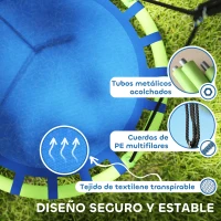AIYAPLAY Columpio Infantil Redondo de 100 cm para Jardín con Altura Ajustable y Soporte de 150 kg Ø100x180 cm Azul y Verde(m-4)