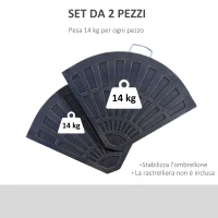 Outsunny Set 2 Pesi per Ombrellone a Base a Croce da 28 kg con Design a Ventaglio, in Colofonia, 66x47x4.2 cm, Bronzo(m-5)